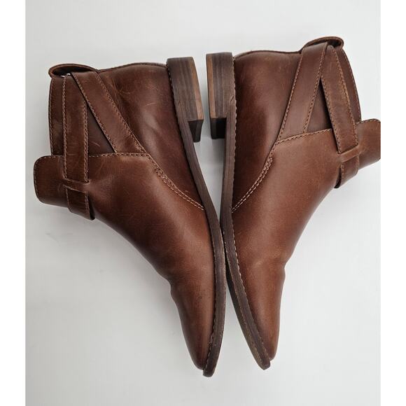 Madewell The Hollis English Saddle Brown Leather Ankle Boots F5108 Size 7 - Picture 8 of 13